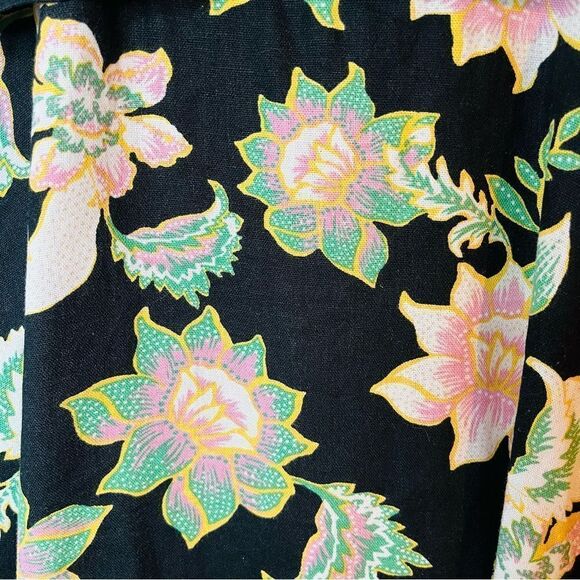 Love for Humanity Black Pink Floral Belted Flare Pinafore Midi Dress Black XXL - Picture 10 of 12